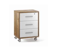 Cassettiera ufficio 3 cassetti 41x51x71 cm noce stelvio/ossido bianco Noce