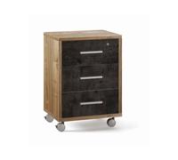Cassettiera ufficio 3 cassetti 41x51x71 cm noce stelvio/ossido nero Noce