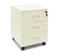 Marvin Cassettiera Ufficio In Legno Chiave Sicurezza Con Ruote Per Scrivania Tavolo 3 Cassetti Ripiani (Grigio Ghiaccio)