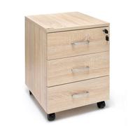 CASSETTIERA UFFICIO LEGNO CHIAVE CON RUOTE SCRIVANIA TAVOLO 3 CASSETTI RIPIANI