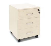 Marvin Cassettiera Ufficio In Legno Chiave Sicurezza Con Ruote Per Scrivania Tavolo 3 Cassetti Ripiani (Beige)