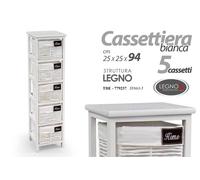 CASSETTIERA VIMINI 5 CASSETTI RIVESTITI LEGNO BIANCA SLIM SALVASPAZIO 942525cm