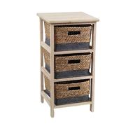 CASSETTIERA VIMINI SLIM SALVASPAZIO 3 CASSETTI COMODINO LEGNO MARRONE 633331cm