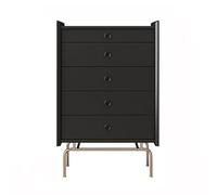 Cassettiera vintage in legno con 5 cassetti, elegante mobiletto nero, piccolo divano credenza nizer, resistente acciaio inossidabile, ideale per la decorazione della casa e risparmio di spazio