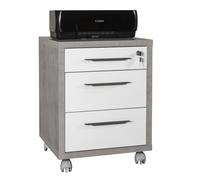 Cassettiere ufficio 3 cassetti e ruote Cemento bianco luci CT4811 L48.60h63p45