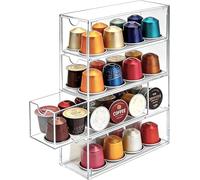 Cassetto contenitore per capsule di caffè trasparente 24,7 x 17,6 x 6,6 cm, in acrilico con 4 partizioni, per Nespresso, Dolce Gusto, Tassimo