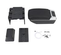 Cassetto del bracciolo della console centrale anteriore, organizer per bracciolo estensibile con porta di ricarica USB, larghezza regolabile, adatto universalmente alla maggior par (Linea Nera)