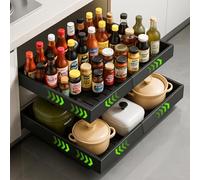 Cassetto Estraibile Cucina Cassetti Estraibili per Cucina Cassetto Telescopico Larghezza Regolabile 32-52 cm, 2 Pezzi Ripiano Estraibile in Acciaio Cassetti Scorrevoli per Cucina Organizer Estraibili