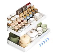 Cassetto Estraibile Cucina, Cassetto Telescopico Cucina Organizer Cucina Non Sono Necessarie Forature E Chiodature Espandibile Cassetto Telescopico Cucina Per Cucina Bagno 32-52x42x7cm(2,Bianco)