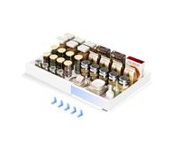 Cassetto Estraibile Telescopico per Cucina e Bagno - Organizer Espandibile 32-52x42x7cm, Non Necessarie Forature E Chiodature (1, Bianco)