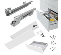 CASSETTO in KIT Ad Estrazione Totale per Ambiente Camera Bagno Cucina Ufficio - Nuovo Design SLIM, Portata 40kg, Guide Sincronizzate (H 107mm - P 300mm Bianco)