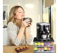 Cassetto per capsules, Porta Cialde Caffè con 2 Cassetti in metallo,Compatibile con Lavazza Mio,Dolce Gusto,Caffitaly,Vertuo capsules,-39 * 35 * 14 cm (nero-72 pezzi)
