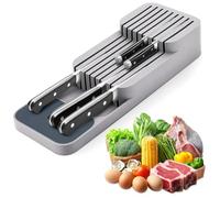 Cassetto per Coltelli,Ceppo Portacoltelli Senza Coltellis,Contenitore Porta Coltellis Chef,Posto per 9 Coltelli,per Una Facile Pulizia,per Cassetti, Piano di Lavoro, Cucina,Ufficio(Grigio)