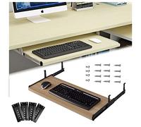 Cassetto per tastiera, piattaforma scorrevole per tastiera, estensore regolabile in altezza sotto la scrivania, 54/60/70 x 27 cm, supporto ergonomico in legno, migliora la postura, risparmia spazio e