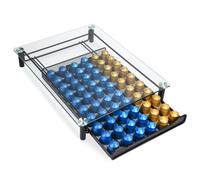 Navaris Cassetto Porta Cialde caffè - Contenitore ca. 60x Capsule Nespresso - Portacialde per Macchina Espresso con Ripiano in Vetro - Portacapsule