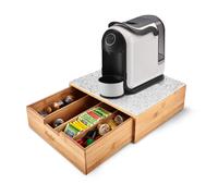 Cassetto Porta Cialde e Capsule in Bambù con Ripiano in Vetro Vari Sfondi