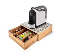 Cassetto Porta Cialde e Capsule in Bambù con Ripiano in Vetro Vari Sfondi