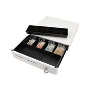 Cassetto portadenaro Olympia M405 metallico bianco 4 banconote 8 monete elettronico