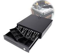 Cassetto portasoldi for stampante ricevute e registratore di 5 banconote, 4 pezzi, automatico, struttura in acciaio for Sistema Supermercato Store, Vano monete estraibile(Black)