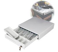 Cassetto portasoldi for stampante ricevute e registratore di 5 banconote, 4 pezzi, automatico, struttura in acciaio for Sistema Supermercato Store, Vano monete estraibile(White)