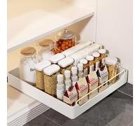 Cassetto Scorrevole Cucina, Ripiano Cucina Cassetto Telescopico Cucina, Organizzatori Armadi Piano Scorrevole Cucina, Soggiorno Casa Stoccaggio Organizzatore Cucina, Nessun Foro, 40x43x7cm, Nero