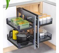 Cassetto scorrevole da cucina, organizer per armadio ad angolo cieco con 4 cestini portaoggetti per armadio da cucina, regolabile in altezza, compatibile con apertura a sinistra e a destra (color:700)