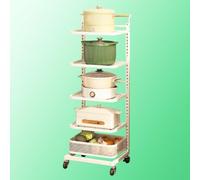 Cassetto scorrevole per cucina, forno a microonde e pentole, 5 lavagne bianche e 1 cestello girevole per un efficiente risparmio di spazio e facile accesso