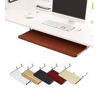 Cassetto scorrevole regolabile per tastiera del computer con oscillazione in altezza, perfetto per casa o ufficio, finitura in teak, 60 x 27 cm, sistema di supporto ergonomico per tastiera