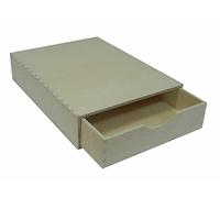 Cassetto singolo, in legno non verniciato, lungo, per scrivania, adatto per documenti A4, per découpage/decorazione