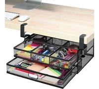 Cassetto Sottopiano, Cassetto Sotto la Scrivania a 2 Strati Cassetti Organizer da Scrivania Nascosto Senza Foratur Sotto Scrivania per Ufficio, Casa, Scuola