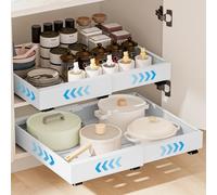Cassetto Telescopico, 2 Pezzi Espandibile Ripiani per Cassetti Estraibili per Armadio da Cucina Cassetto Scorrevole Estensibile Estraibile Larghezza Regolabile 32-52cm Per Cucina Bagno Soggiorno