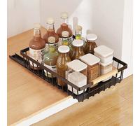 Cassetto telescopico, cassetto estensibile per armadietto Organizzatore estraibile in metallo con maniglia Cestello portaoggetti da cucina Cassetto per armadietto, 39,5x28x9,8 cm, Nero -- Design di fa