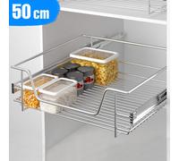 BAKAJI Cassetto Telescopico Mobili Cucina Cestello Mensola Estraibile Mobile Salvaspazio con Binario in Acciaio Inox (Perfetto per portelli di dimensioni esterne di 50 cm)