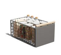 Cassetto telescopico in metallo estraibile per cucina (40 x 24 x 19,5 cm), organizer per cassetti più profondi, con guide per cassetti e manico in legno, organizer per mobili da cucina, senza fori