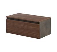 Cassettone bagno sospeso 80 cm soft-close ossido e noce canaletto Kleo