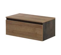 Inbagno Cassettone bagno sospeso 80 cm ossido e rovere africa, a estrazione totale e con chiusura soft-close, KLEO