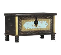 Cassettone nero 80x40x45 cm in legno massiccio di mango