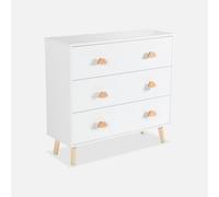 Cassettone per bambini, 3 cassetti, Nephos, Bianco, 80x30x75.7 cm