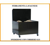Cassettone portapellet in acciaio con coperchio e ruote cm 50 x 43 x 57 h