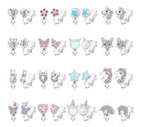 CASSIECA 16 Paia Orecchini a Clip Carini Per Donne Ragazze Bambini Ipoallergenici Cuore Stella Farfalla Fiore Gatto Orecchini Clip Multicolore Orecchini a Clip Non Forati Set Orecchini Principessa