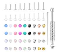 CASSIECA 18G Piercing Labbro Acciaio Chirurgico Piercing Orecchini Ipoallergenico Brillantino Naso Invisibile Orecchini Acrilico Comodo Kit Piercings Helix Cartilagine Trago Set di Gioielli