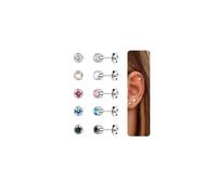 CASSIECA 5 Paia G23 Titanio Orecchini per Donne Ragazze Acciaio Chirurgico Ipoallergenico CZ Cartilagine Orecchini Cubic Zirconia Sleeper Studs 5mm Regali per Lei con Scatola Gioielli