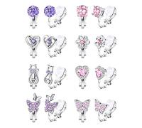 CASSIECA 8 Paia Orecchini a Clip per Bambina Carino Animali Zampe di Gatto Stella Farfalla Fiore Zirconi Orecchini Bambina Anallergici Gioielli Principessa Orecchini Ragazza Regalo Orecchini