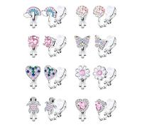 CASSIECA 8 Paia Orecchini a Clip per Bambina Carino Animali Zampe di Gatto Stella Farfalla Fiore Zirconi Orecchini Bambina Anallergici Gioielli Principessa Orecchini Ragazza Regalo Orecchini