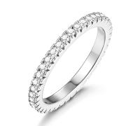 CASSIECA Anello Donna Argento, Anello Eternity con Cubica Zirconia 2.5MM Anelli Minimalisti Anelli Aperto Pollice Fidanzamento Promessa Gioielli per Fidanzata Moglie Misura 49.3