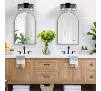 CASSILANDO 2 specchi da parete curvi, 50 x 75 cm, specchio da bagno curvo, grande specchio da trucco con cornice in metallo, specchio da parete bombato per ingresso, camino, camera da letto (nero)