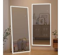 CASSILANDO Specchio a figura intera con luci a LED, 165 x 60 cm, specchio da pavimento autoportante, specchio da parete, colore dimmerabile e regolazione della luminosità per camera da letto, LED,