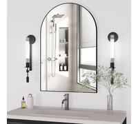 CASSILANDO Specchio da parete a cupola, 60 x 90 cm, nero: telaio in metallo, montaggio a parete, specchio, soggiorno, camera da letto, bagno