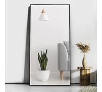 CASSILANDO Specchio da pavimento, 165 x 60 cm, specchio grande da pavimento, specchio in piedi, contro la parete per camera da letto, rivestimento e cornice sottile, colore nero
