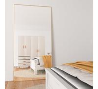 CASSILANDO Specchio da pavimento, 198 x 96 cm, specchio da pavimento, specchio in piedi, contro parete per camera da letto, rivestimento e cornice sottile da parete, colore oro